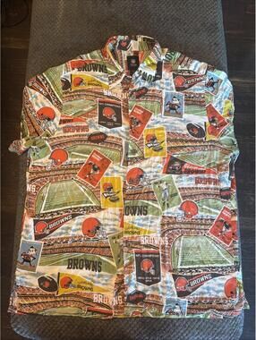 NFL Cleveland Browns Men’s Large Hawaiian Shirt Team Apparel Reyn Spooner Rayon